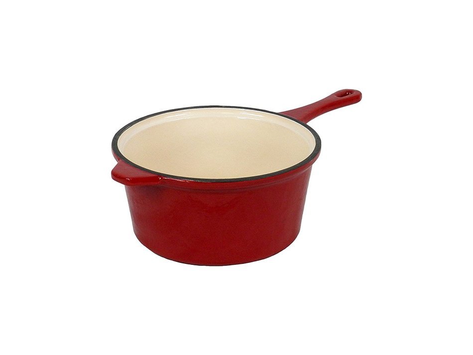 Field Chef Red Enameled Cast Iron Saucepan 3-Quart, Oven Safe 400 Deg, Slow Cook, Stew, One-Pot Meals, Rice, Pork...