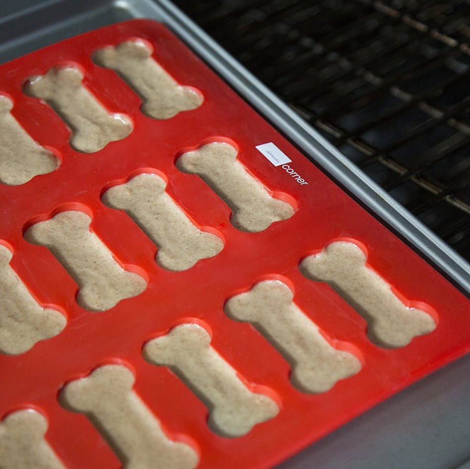 Domestic Corner Dog Bone and Paw Print Silicone Baking Pans - Set of 2