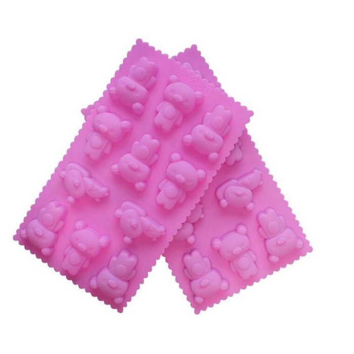 JLHua Candy Molds & Ice Cube Trays- 11 Cavity Cute Bears-Silicone Chocolate Molds - Fun, Toy Kids Set