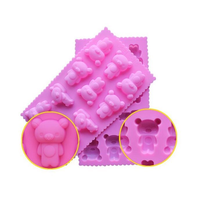 JLHua Candy Molds & Ice Cube Trays- 11 Cavity Cute Bears-Silicone Chocolate Molds - Fun, Toy Kids Set N4