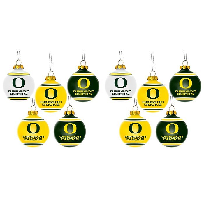 NCAA Oregon Ducks Plastic Christmas Ball Ornament 5 Pack Bundle 2 Pack By Forever Collectibles