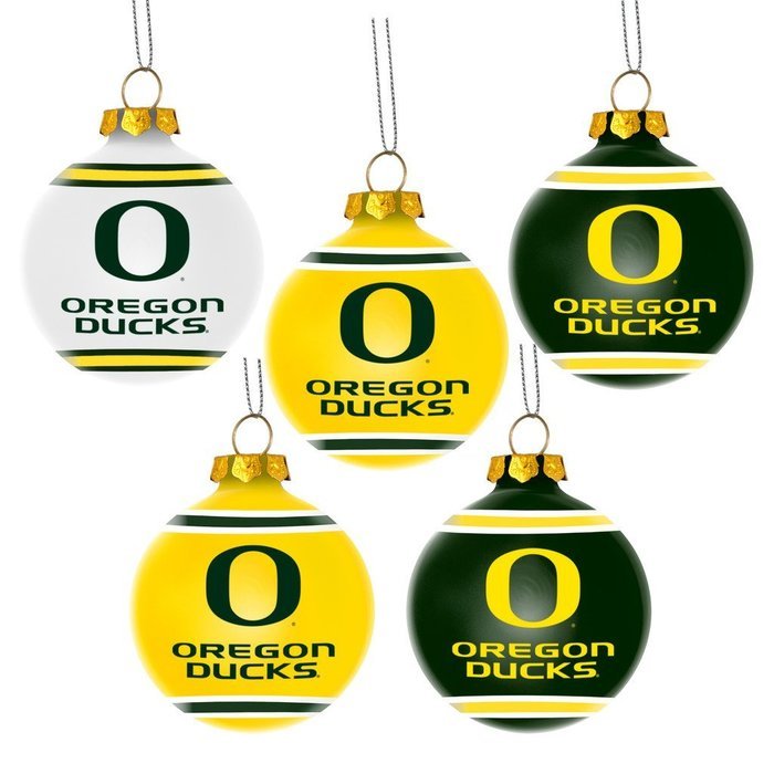 NCAA Oregon Ducks Plastic Christmas Ball Ornament 5 Pack Bundle 2 Pack By Forever Collectibles N2