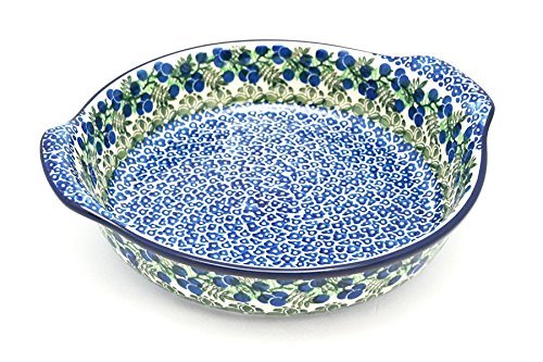 Polish Pottery Baker - Round with Grips - Large - Huckleberry