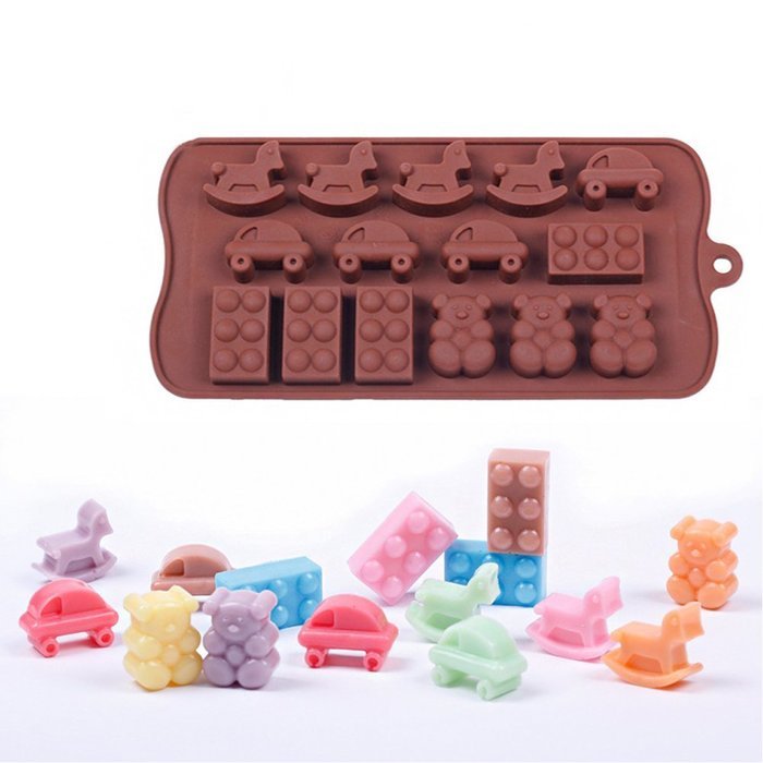 Shevalues Chocolate Molds Silicon 15 Animals Pattern for Homemade DIY N23