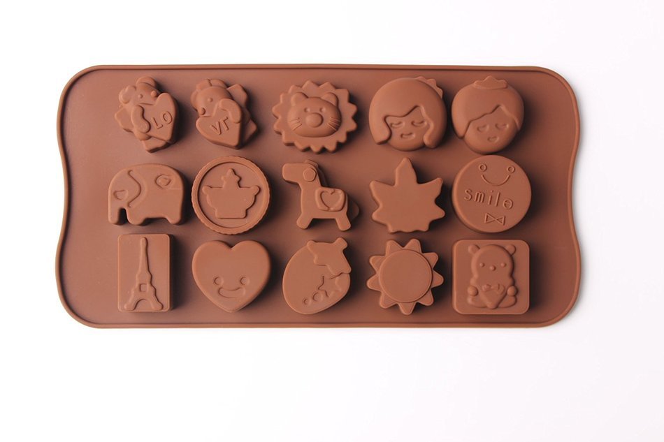 Shevalues Chocolate Molds Silicon 15 Animals Pattern for Homemade DIY N45
