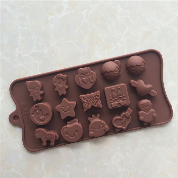 Shevalues Chocolate Molds Silicon 15 Animals Pattern for Homemade DIY N47