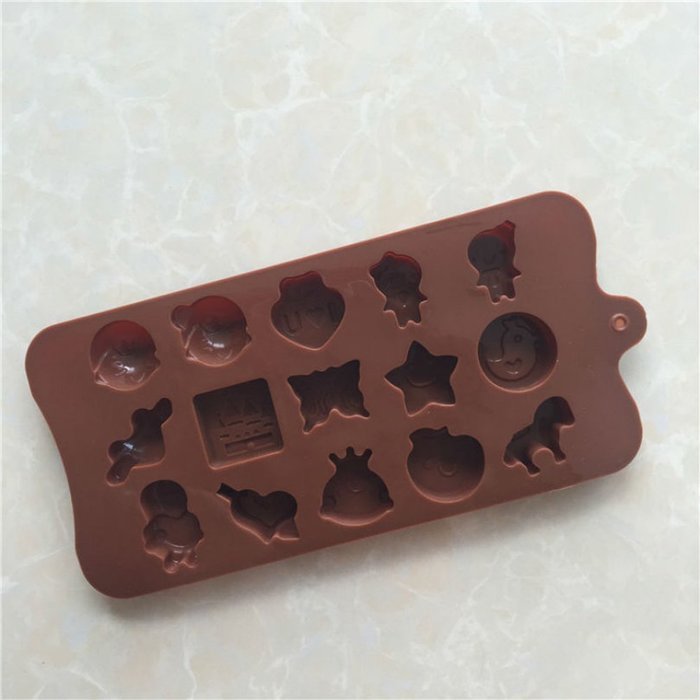 Shevalues Chocolate Molds Silicon 15 Animals Pattern for Homemade DIY N48