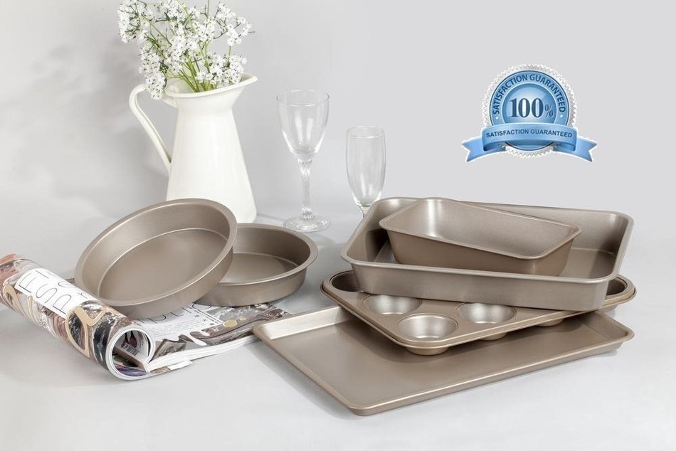 Luvide Nonstick Steel Bakeware Set 6-Pieces Grey Color,Thick,Strong and Long Lasting! N8