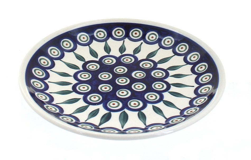 Polish Pottery Peacock Dessert Plate