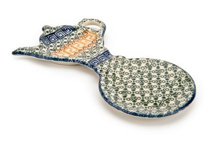 Polish Pottery Athena Tea Bag Holder & Saucer
