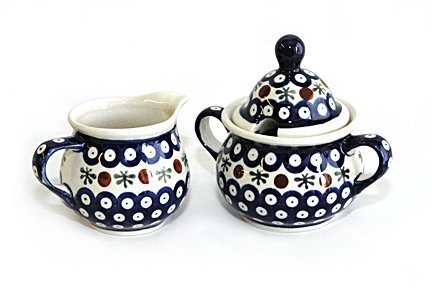 Polish Pottery Nature Sugar & Creamer
