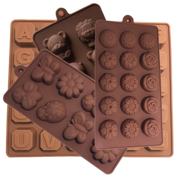 Baking Silicone Molds Christmas Halloween Cake Molds Pop Maker Set of 4 Shaped DIY Mold Cup Flower Letter Bear...