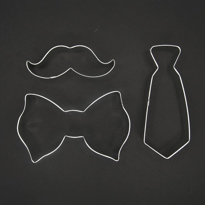 Mustache Necktie Bow Tie Cookie Cutter Set for Father's Day Dad Gift Birthday Graduation Party Favors Decor