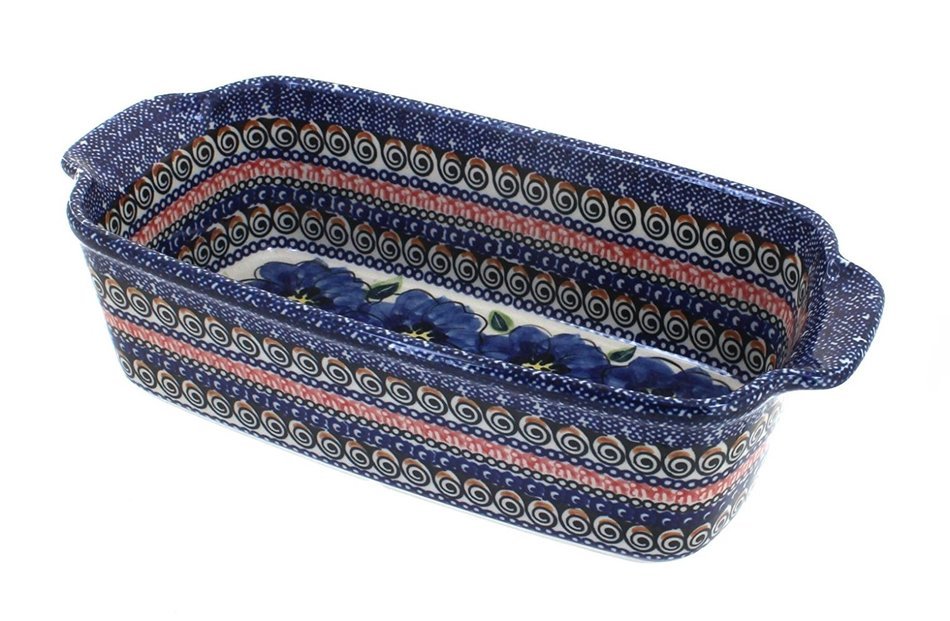 Polish Pottery Blue Art Loaf Baker