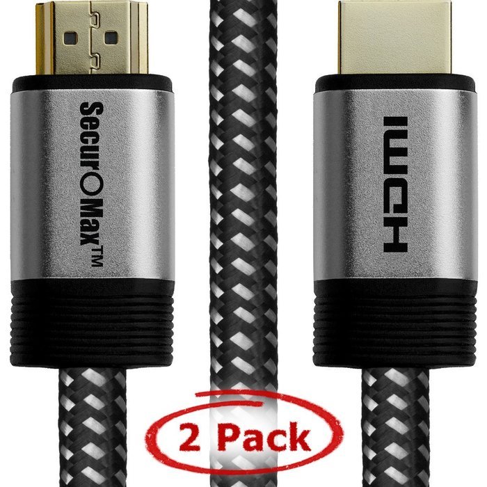 HDMI Cable 1.5 FT (2 Pack) - HDMI 2.0 (4K @ 60Hz) Ready - 30AWG Braided Cord - High Speed 18Gbps - Gold Plated...