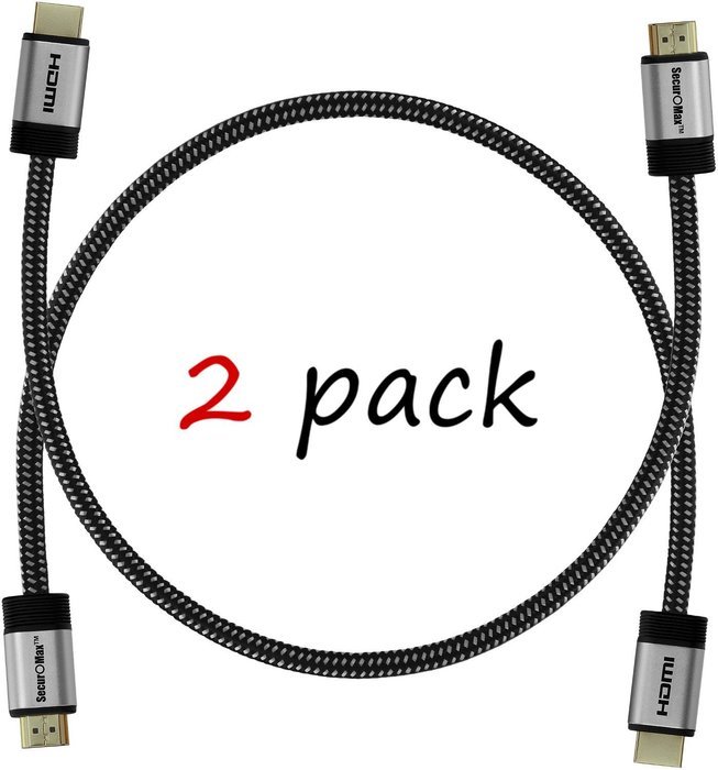 HDMI Cable 1.5 FT (2 Pack) - HDMI 2.0 (4K @ 60Hz) Ready - 30AWG Braided Cord - High Speed 18Gbps - Gold Plated... N2
