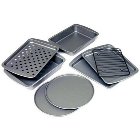 BakerEze 8-Piece Non-stick Toaster Oven Set, Silver, Steel