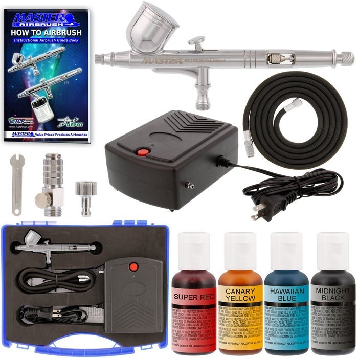 Master Airbrush Cake Decorating System. With Airbrush, Compressor, FREE Storage Case & 4-Color Chefmaster Color...