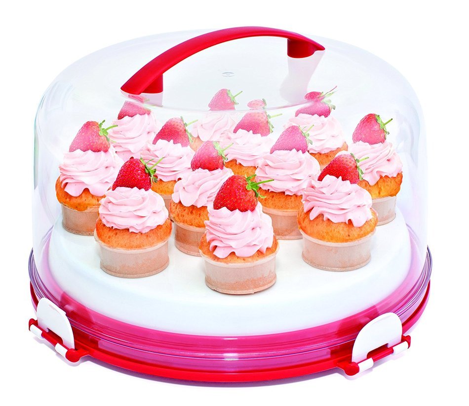 Mrs. Fields Dessert Diva All-in-One Dessert Carrier and Server, Red N5