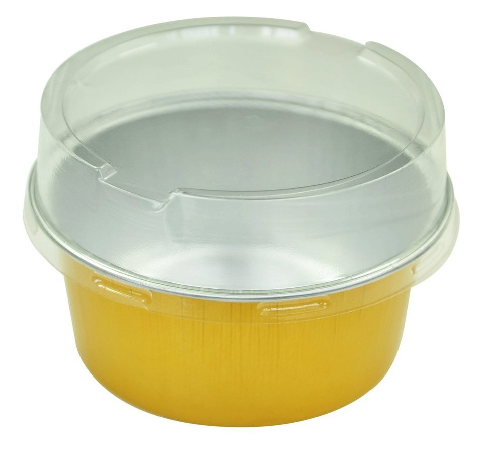 Cutequeen trading 100pcs 125ml Golden Aluminum Foil cups with Plastic Cover FOR Muffin Cupcake Baking Bake Utility... N2