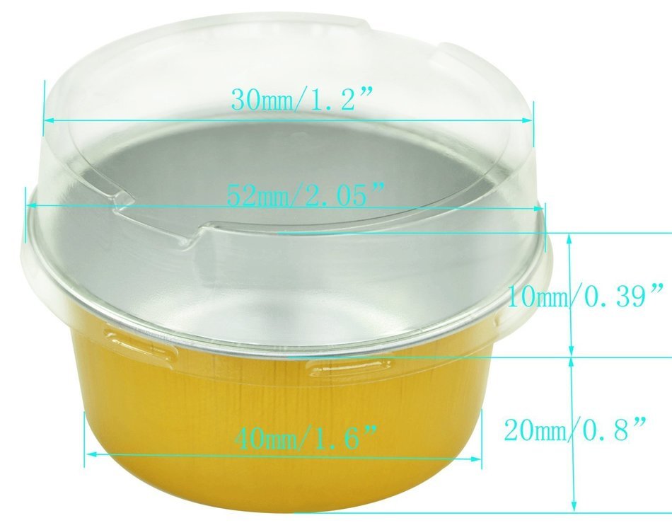 Cutequeen trading 100pcs 125ml Golden Aluminum Foil cups with Plastic Cover FOR Muffin Cupcake Baking Bake Utility... N3