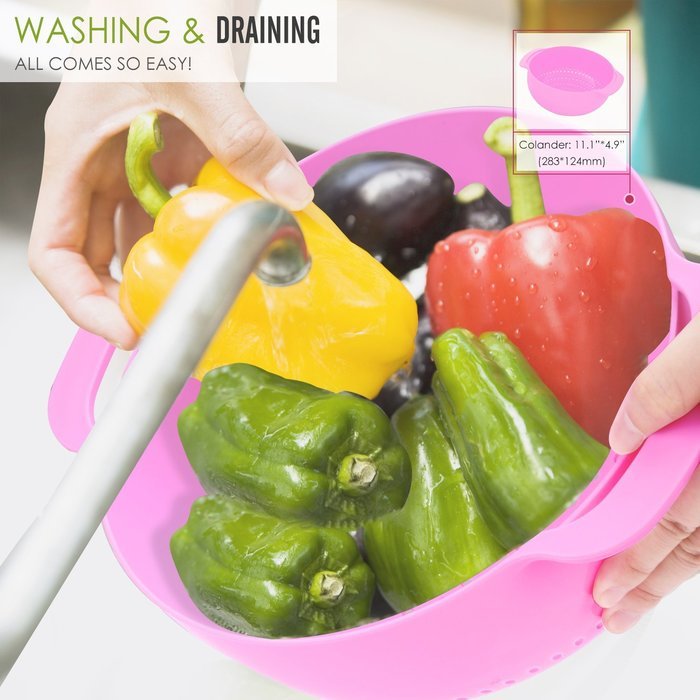 Nuovoware Mixing Bowls Set, Premium 10 PCS Colorful Plastic Versitile Mixing Bowls with Handles, Including Container... N5