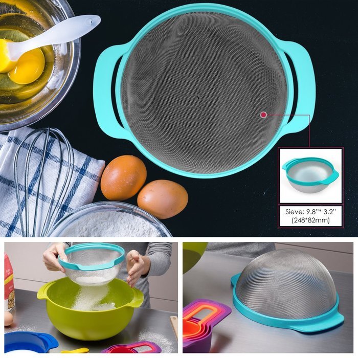 Nuovoware Mixing Bowls Set, Premium 10 PCS Colorful Plastic Versitile Mixing Bowls with Handles, Including Container... N7
