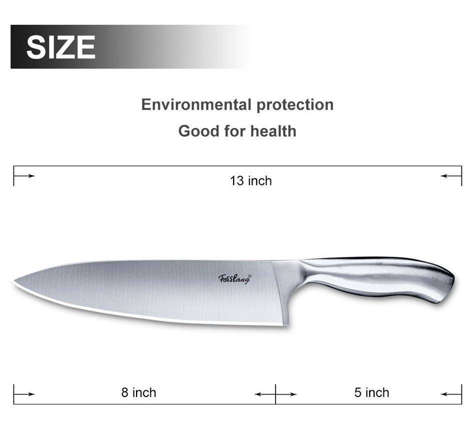 Chef Knife Stainless Steel 8-inch Blade Kitchen Knives Forged High-carbon Chef&rsquo;s Knife Fasslang&reg; All Stainless... N3