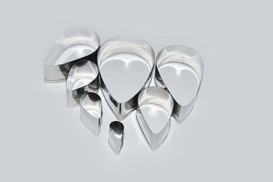 blackcell Gum Paste Fondant 7-Piece Rose Petal Cutter Set, 1/2-Inch to 2-3/4-Inch (Silver)