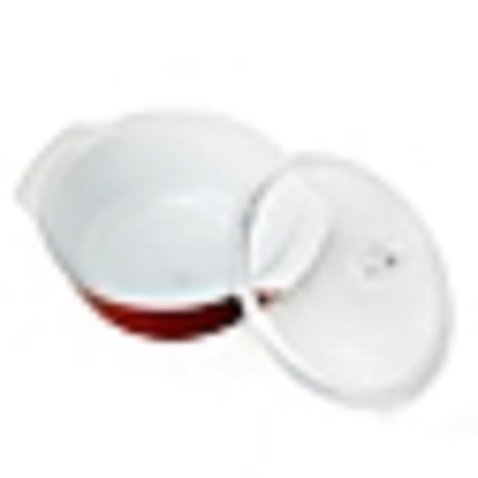 9.65" L x 8.11" W x 5.51" H Ceramic/Glass 2.11 qt. Covered Casserole Dish in Red N3