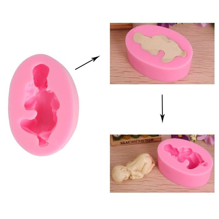 crownroyaljack Sleeping Baby Shape Candy Baking Chocolate Silicone Food Mold, Pink N4