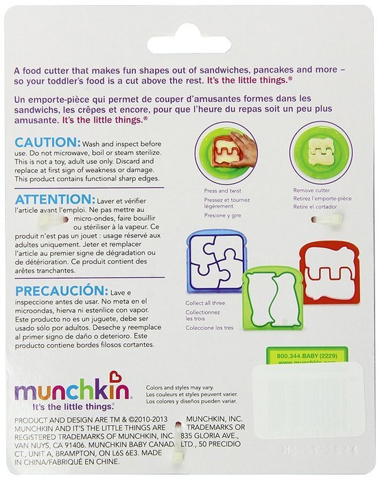 Munchkin Silly Sandwich Cutter Set, 3 count N2