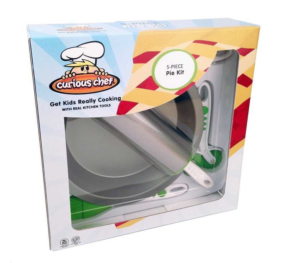 Curious Chef 5 Piece Pie Making Kit, Child, Green/White