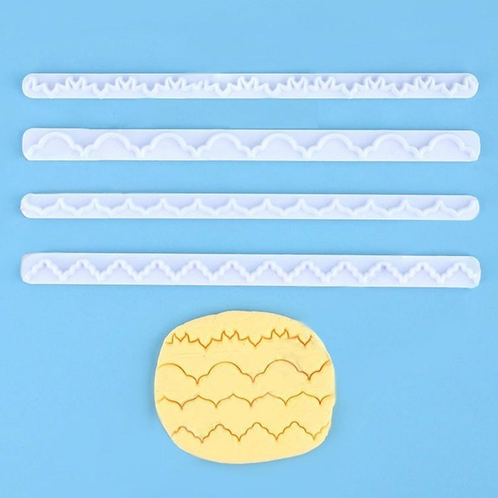 Beauty Clubs 4pcs Frill Edge Lace Riboon Fondant Icing Sugarcraft Cake Decorating Mold Cutter N8