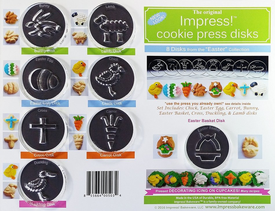 Easter 8 Disk Set for Cookie Presses (SIZE M disks for presses that came with METAL disks) N2