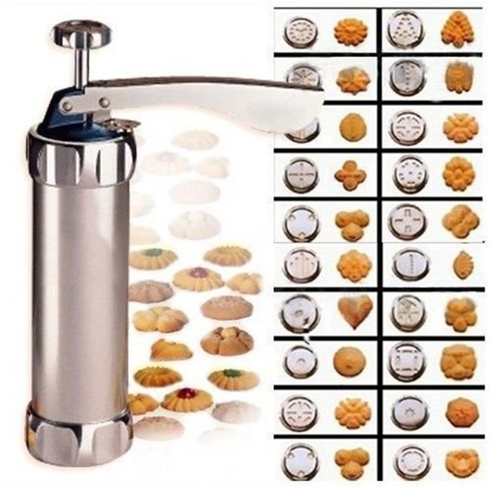 Cookie Press Kit Aluminum Includes 20 Discs & 4 Icing Tips
