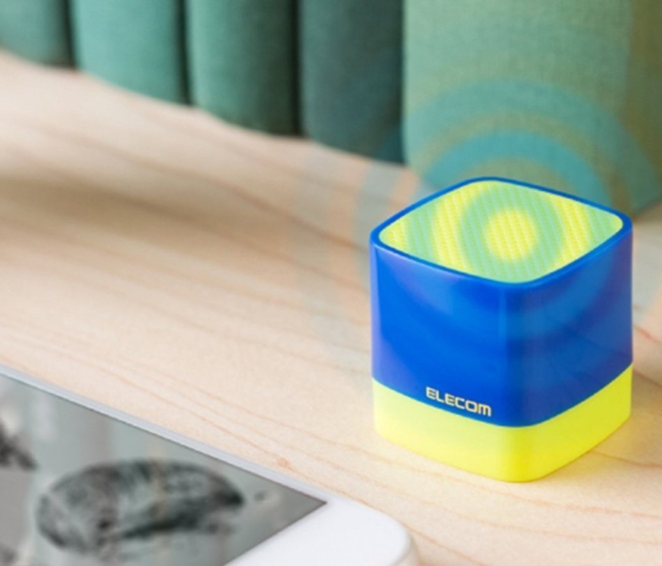 Elecom "Minicube Bluetooth Speaker For Smartphone (Yellow Blue Color)" N2