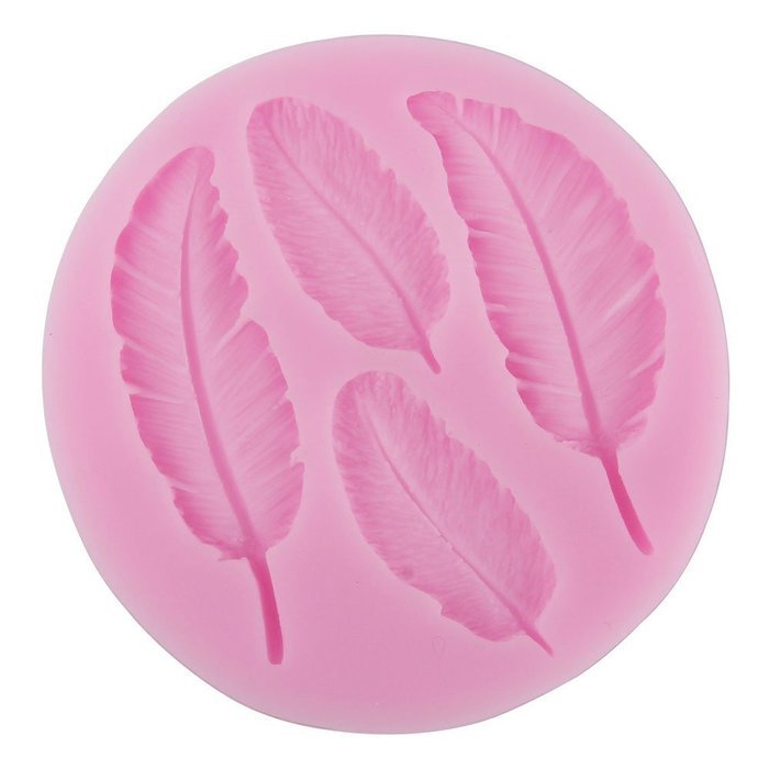 niceeshop(TM) 4 Cavity 3D Feather Shape Silicone Cake Mold Candy Jelly Fondant Making Mold Tools,Random Color