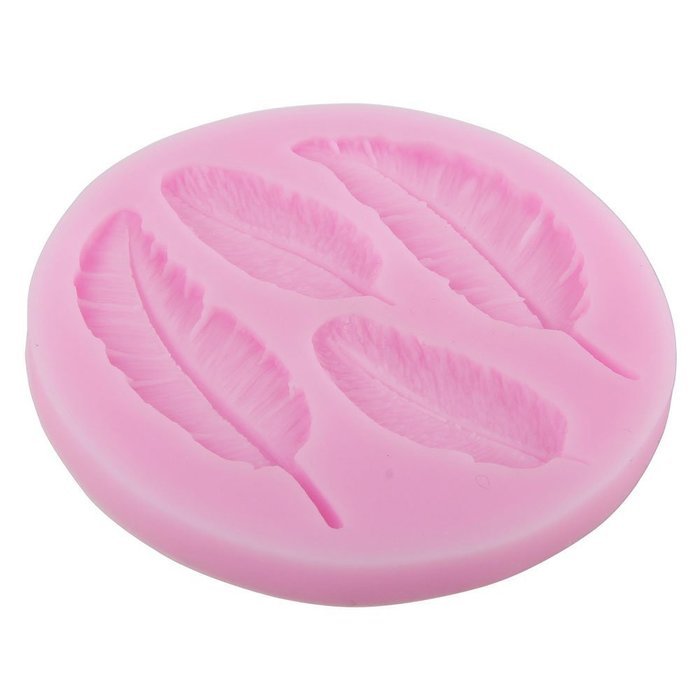 niceeshop(TM) 4 Cavity 3D Feather Shape Silicone Cake Mold Candy Jelly Fondant Making Mold Tools,Random Color N2