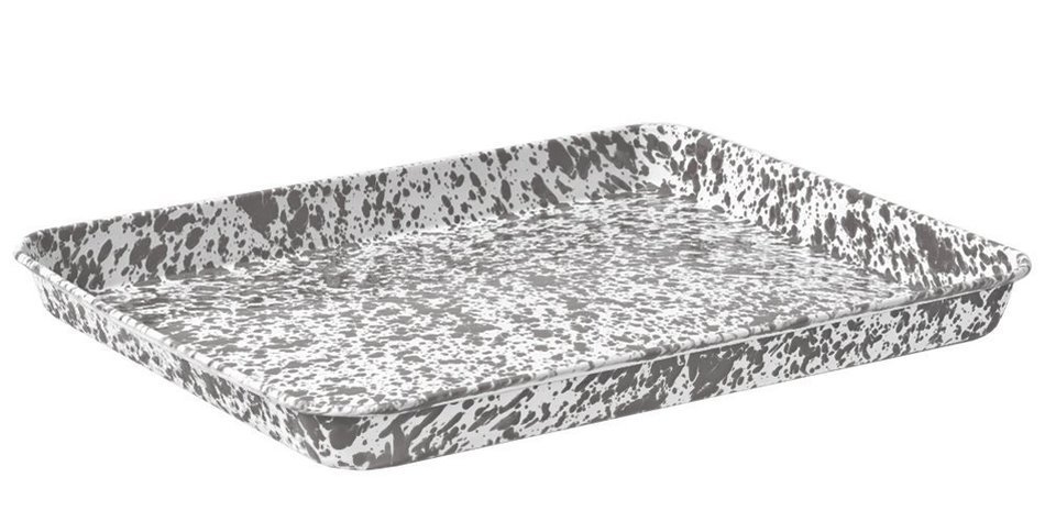 Enamelware Jelly Roll Tray - Solid White with Red Rim N6