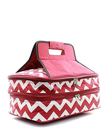 Chevron Casserole Dish Carrier for Holiday Party Entertaining Red N2