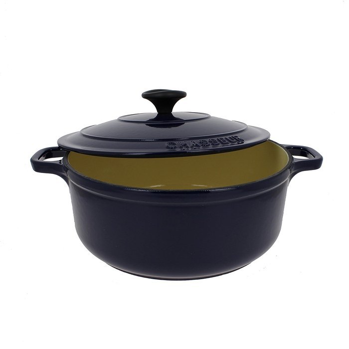 Chasseur 3.25-quart Blue French Enameled Cast Iron Round Dutch Oven N2