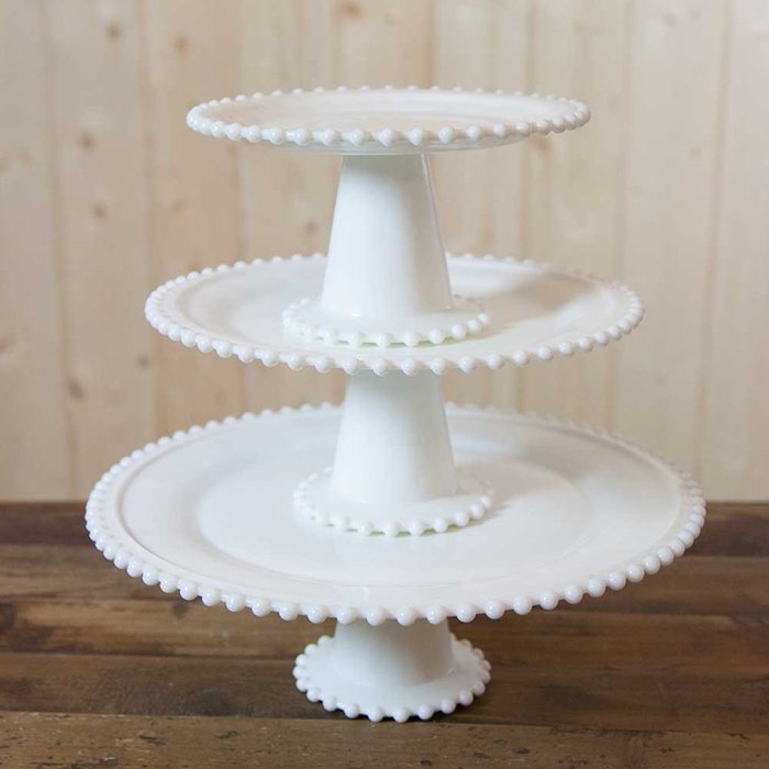 Milk Glass Cake and Dessert Stand, Hobnail Rim, Glass, Food Safe ...