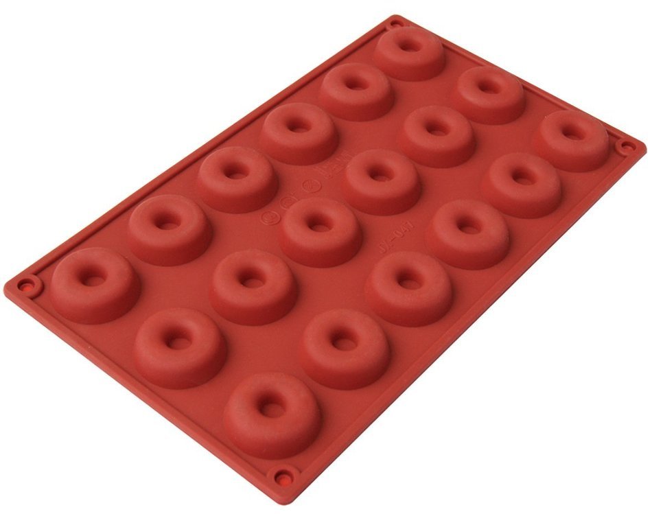 Clearance Sale - Ozera Silicone Mini Donut Pan, Muffin Cups, Cake Mold, Biscuit Mold, 18 Cavity, Red N2