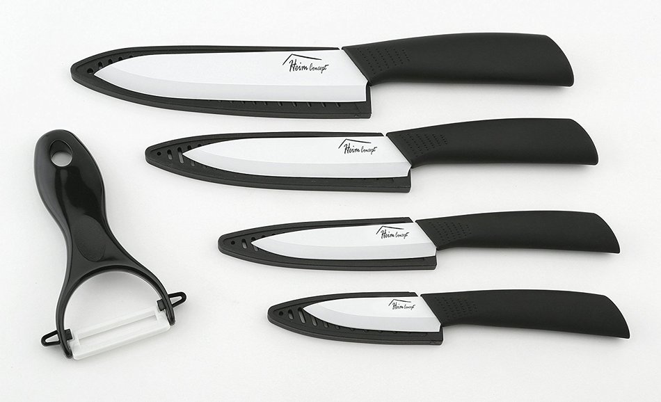 Ceramic Knife Set -5PCS Set, Heim Concept 4 Cutlery Kitchen Knives with Sheaths and Ceramic Peeler, with Gift... N2