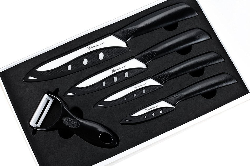 Ceramic Knife Set -5PCS Set, Heim Concept 4 Cutlery Kitchen Knives with Sheaths and Ceramic Peeler, with Gift... N5