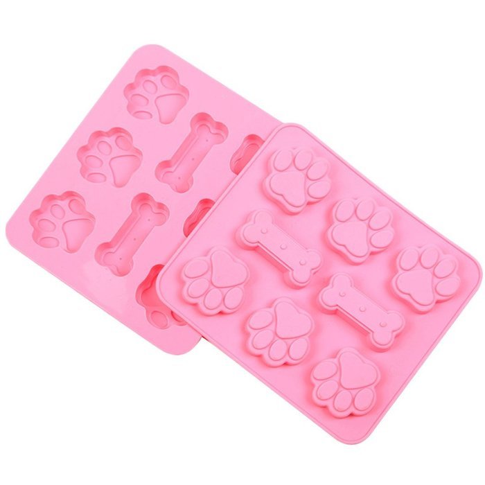 JLHua 2 Pack Food Grade Large Mats Trays, Puppy Pets Dog Paws & Bones Silicone Baking Molds, Bake Dog Treats For... N2