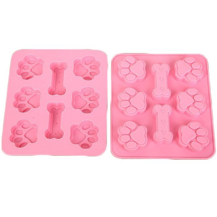 JLHua 2 Pack Food Grade Large Mats Trays, Puppy Pets Dog Paws & Bones Silicone Baking Molds, Bake Dog Treats For... N7