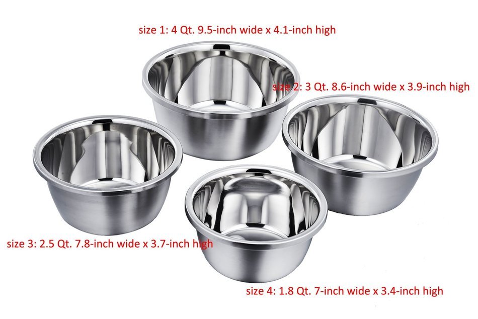 TeamFar Commercial Nesting Mixing Baking Bowl Set, Stainless Steel, Solid and Durable, Mirror & Brushed Finish... N6