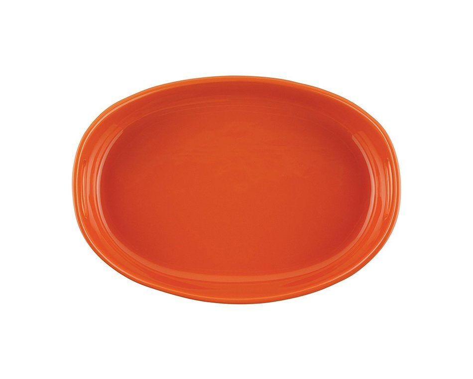 Rachael Ray 50607 Stoneware Bubble and Brown Oval Baker, 2-1/4 quart, Orange N4